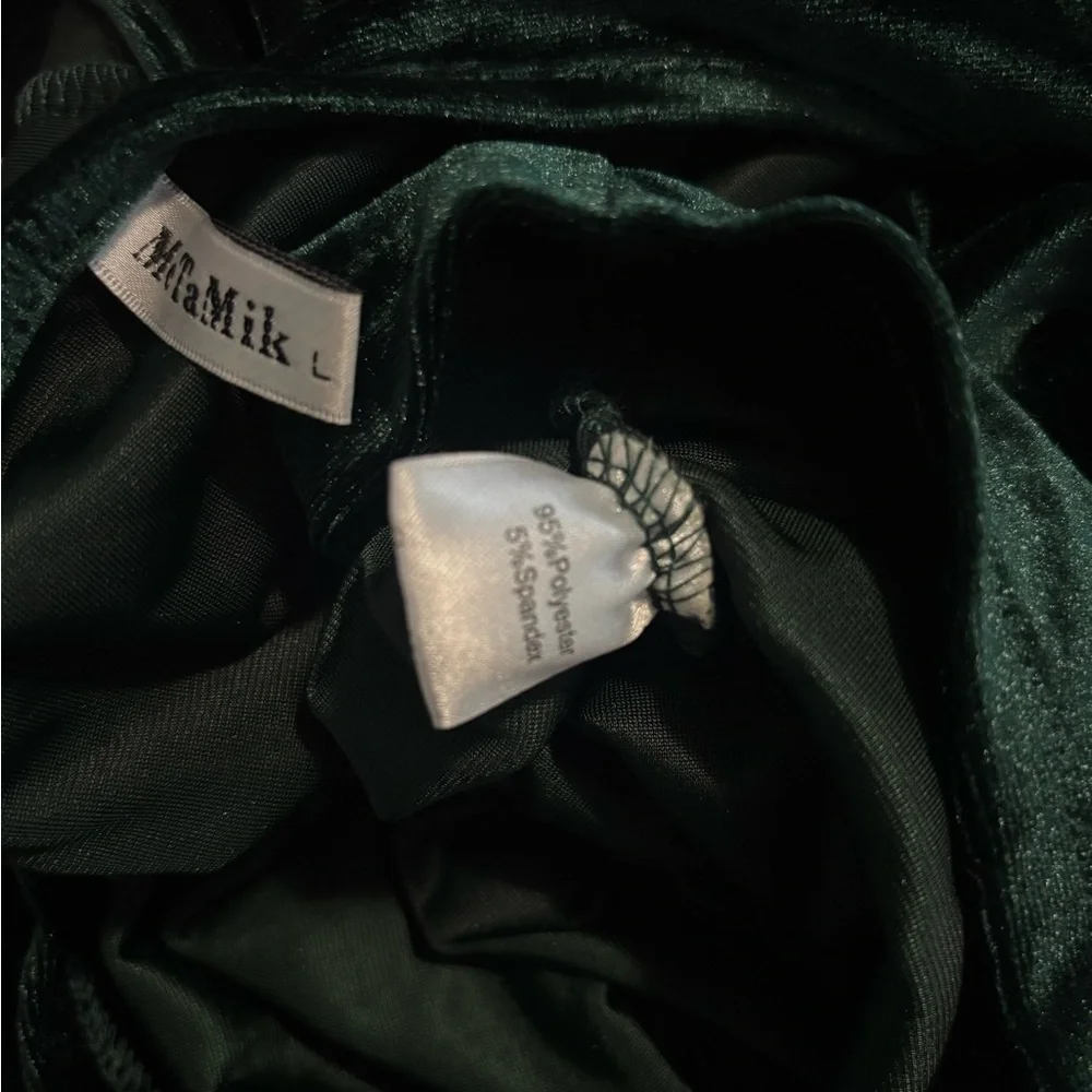 Green Velvet Long Sleeve Dress - Picture 3 of 3